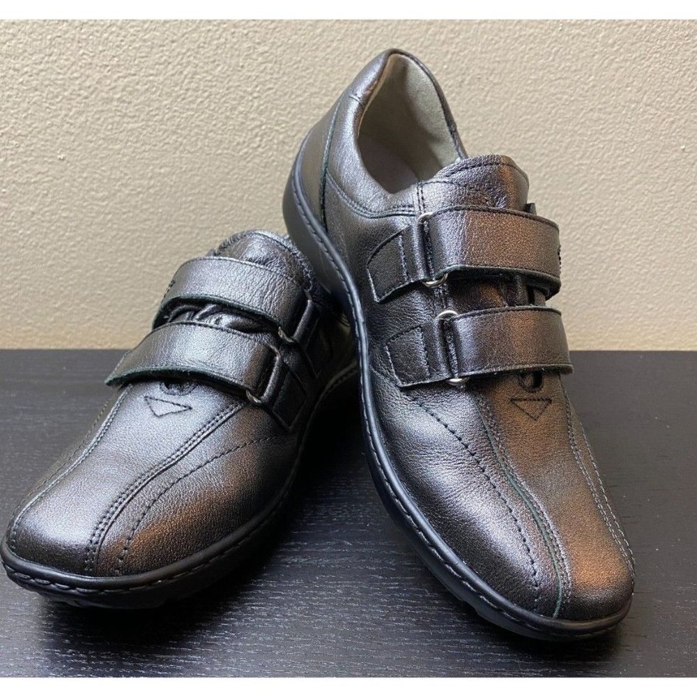 WALDLAUFER Henni Steel Gray Metallic Flecked 2-Strap Comfort Shoes Women's 6.5